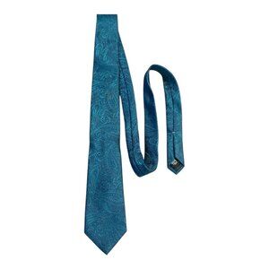 Geoffrey Beene Men’s Tie – Crystal Paisley – Teal Blue – 58” Long – New with Tag
